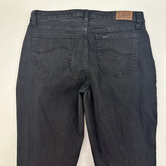 Lee Regular Fit Bootcut Mid Rise Women's size 14 Long Black Denim Jeans - Picture 5 of 5